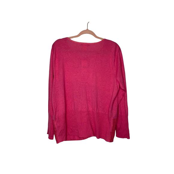 NWT Sigrid Olsen Fiesta Samba Island Flower Pink Long Sleeve Button Sweater 1X - Picture 5 of 9